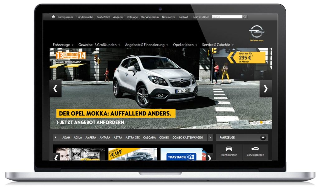 Referenzen - Branding / UI / UX / visuelle Kommunikation für Adam Opel